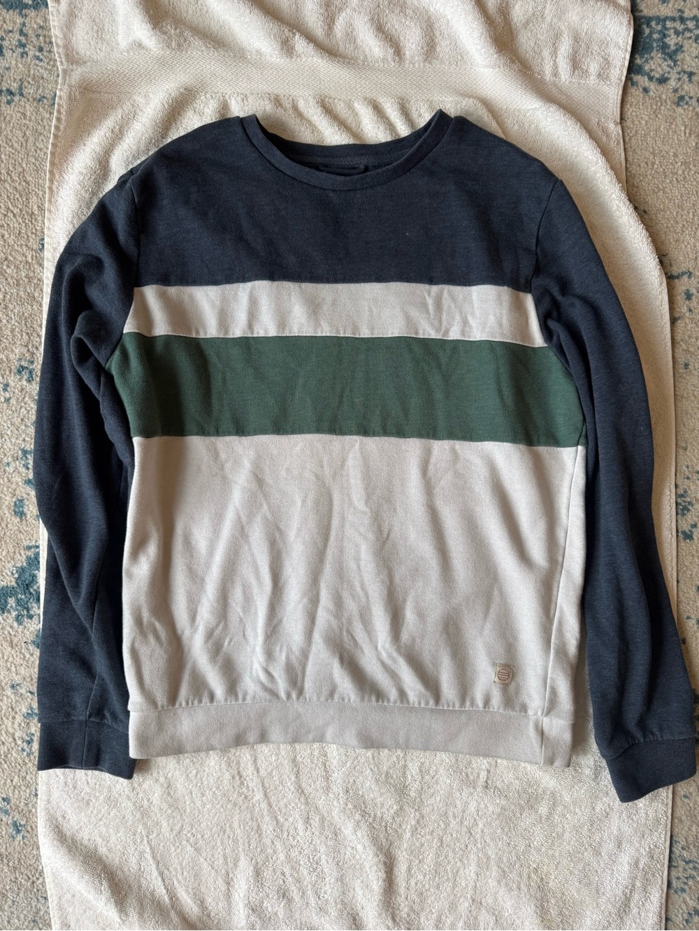 Marine Layer Men's Colorblock Crewneck Sweater - Navy, Forest Green